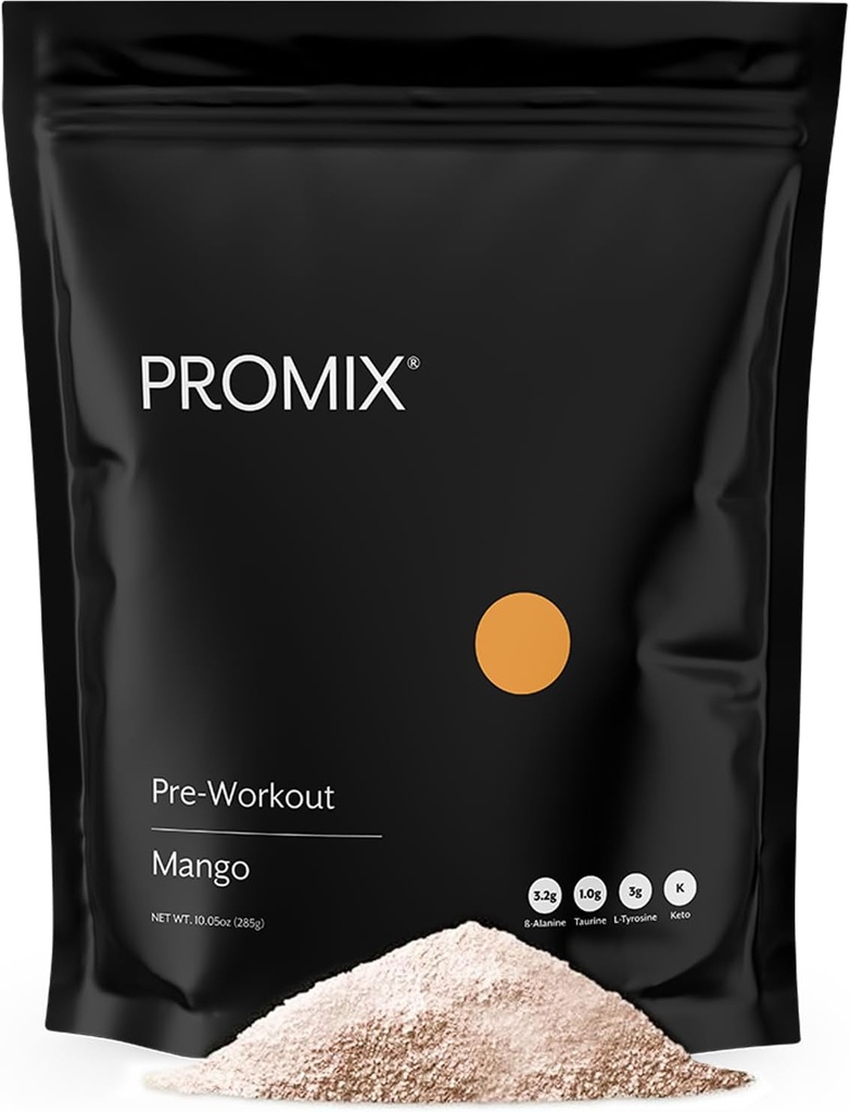 ProMix Nutrition Pré-entraînement - Maximiser la concentration et la performance - Sans Stevia, Xanthan Gum, soja, gluten et OGM - Mangue - 30 portions (paquet de 1)