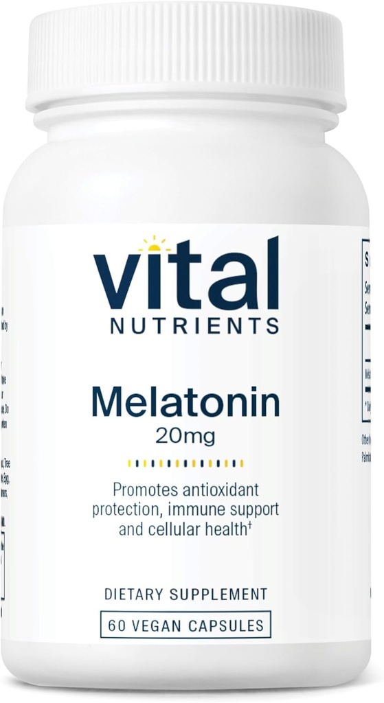 Nutriments vitaux Melatonine 20mg de Végétalienne Supplément de sommeil pour soutenir le cycle de sommeil naturel du corps*
