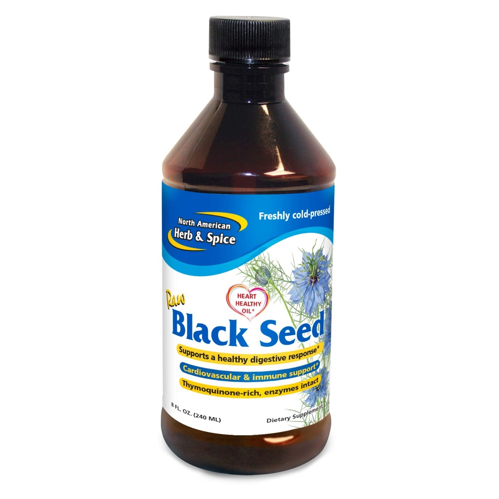 North American Herb & Spice Black Seed Oil - 8 fl. oz. - Support cardiovasculaire, digestif et immunitaire - Contient de l'Oréganol sauvage, méditerranéen P73 Origan Oil - Non-OGM - 48 Total des services