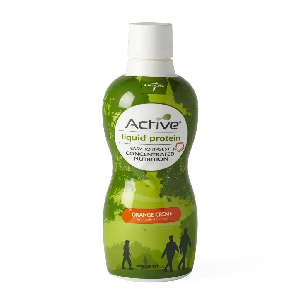 Supplément nutritionnel aux protéines liquides actives Medline, crème orange, supplément protéinique élevé, 32 oz. Bouteille, boîte de 4