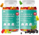 BIO VITALICA Sea Moss Gummies Elderberry BioVitalica - Vitamin C D + Zinc - Irish Seamoss Vegan Gummy with Sea Moss Gel & Powder for Immunity, Detox - for Adults and Kids (2Packs)