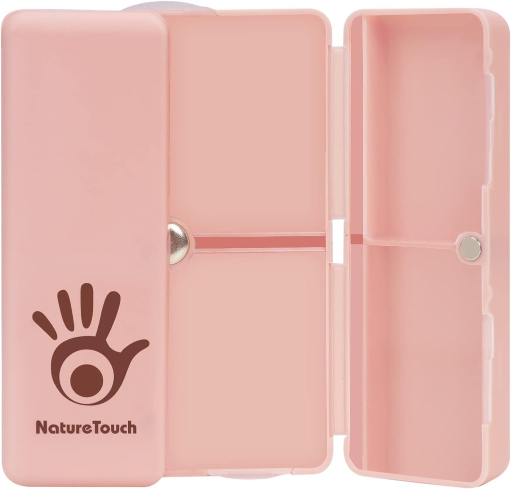 NatureTouch Pill Organizer, 7 compartiments Pill Case, Portable Pill Box pour les femmes et les hommes, Portable Pill Dispenser with Dual Lid for Pills/Vitamine/Pish Oil/Supplements - Pink Box