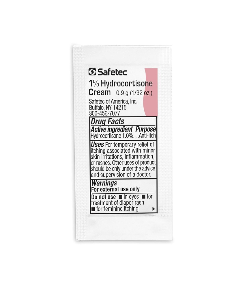 Safetec Hydrocortisone 1% Crème.9 g. poche (emballage en vrac - 2000 nombre)