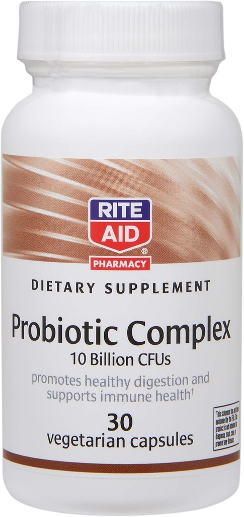 Rite Aid Dietary Supplement Probiotic Complex, 10 milliards d'UCF— 30 capsules végétariennes