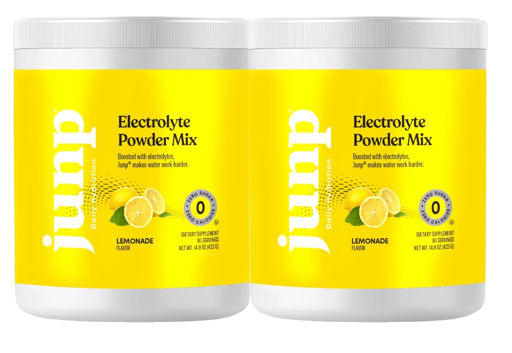 JUNP Electrolytes en poudre Pas de sucre Pas de glucides – Lémonade fraîche pressée Mélange de boisson - Potassium et sel Electrolyte en poudre d'hydratation Zéro Calorie en poudre d'électrolyte sans sucre, Keto Friendly, 180 portions