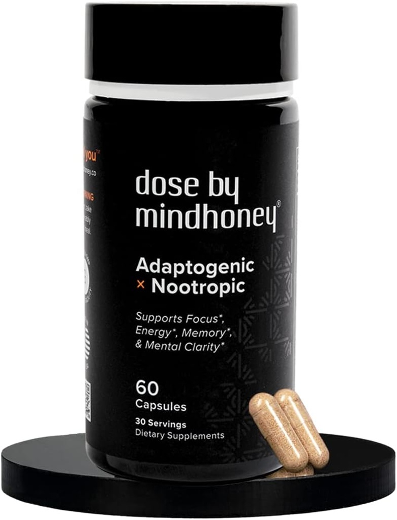HOMOLOGATION DE MINDHONEY DOSE 60 Comte, supplément de cerveau nootrope tout-en-un Premium Focus, humeur, énergie, et mémoire de Lion - Lions Mane, Ashwagandha, L-Theanine, Bacopa et vitamines