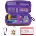 MGZNMTY Case de transport compatible avec l'espaceur d'inhalateur d'asthme pour adultes et enfants, masques, porte-inhalateur avec étiquette d'alerte d'asthme et carte médicale, carabiner (uniquement cas) (Galaxy)
