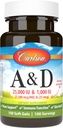 Carlson - A & D, 25000 IU (7500 mcg RAE) Vitamin A, 1000 IU (25 mcg) Vitamin D, Vision Support, Skin Health, 100 Softgels