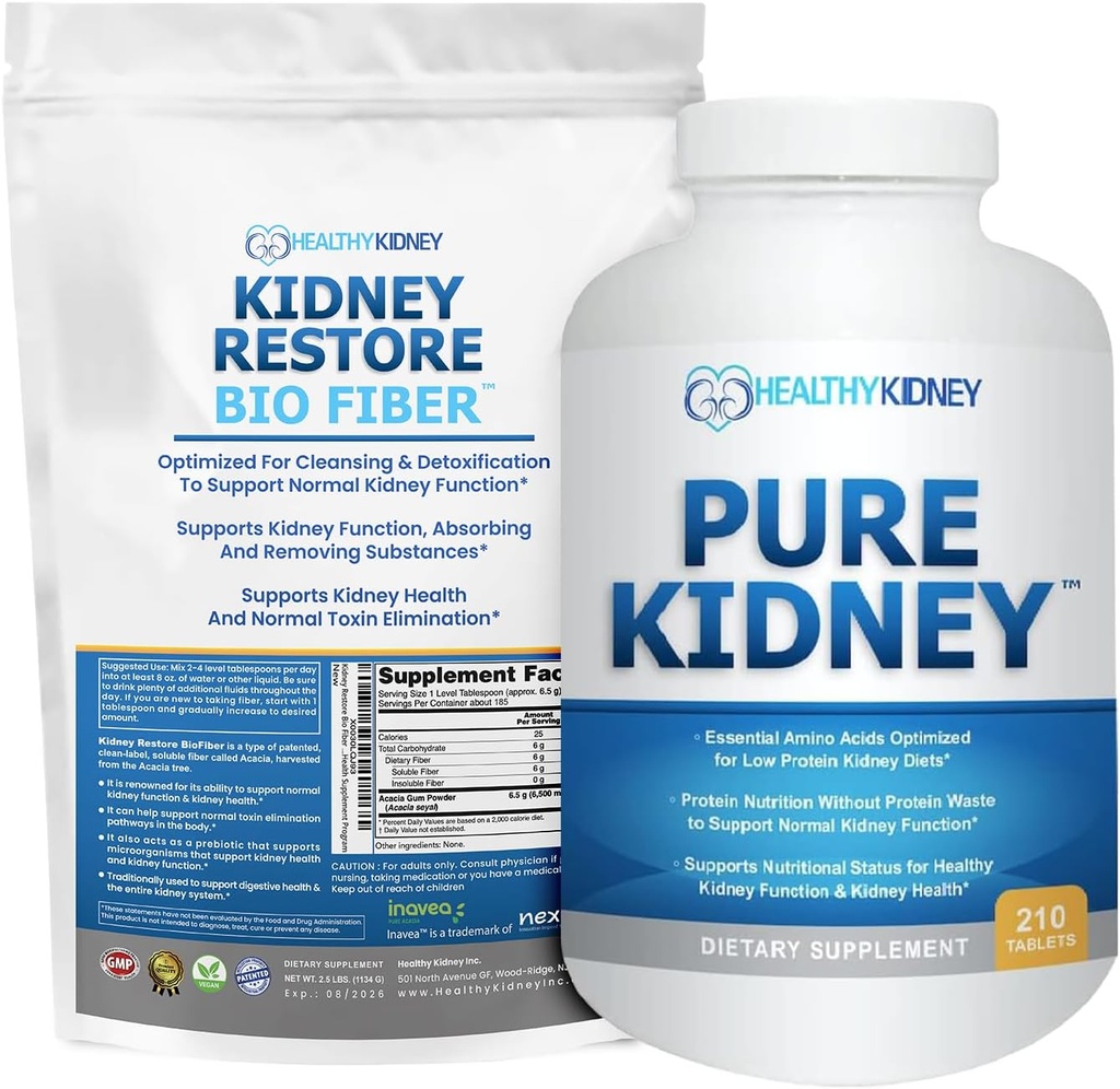 Kidney Restore Bio Fiber Restorative Kidney Support and Kidney Cleanse A Kidney Supplement to Remove Waste & Pure Kidney Health Supplement Essential Amino Acids Protein Pills