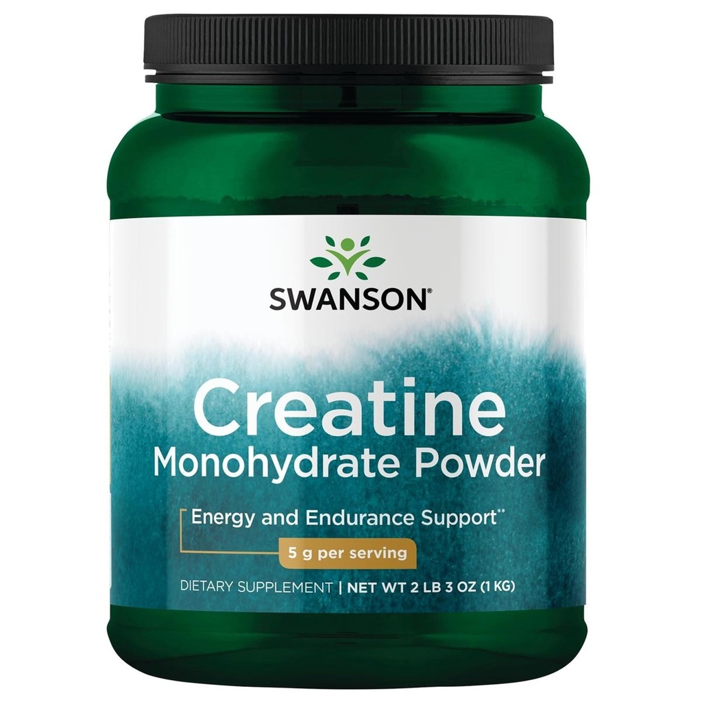 Poudre monohydratée de Swanson créatine, micronisée, 5g par portion, 200 portions (1kg)