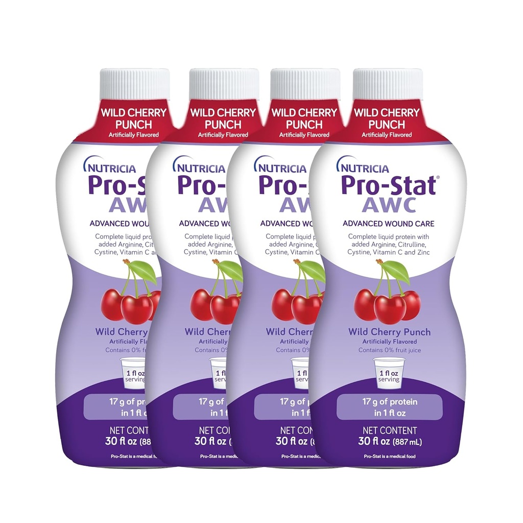 Pro-Stat Advanced Wound Care (AWC), Protein liquide concentré Medical Food - Wild Cherry Punch Flavor, 30 Fl Oz bouteille (cas de 4)