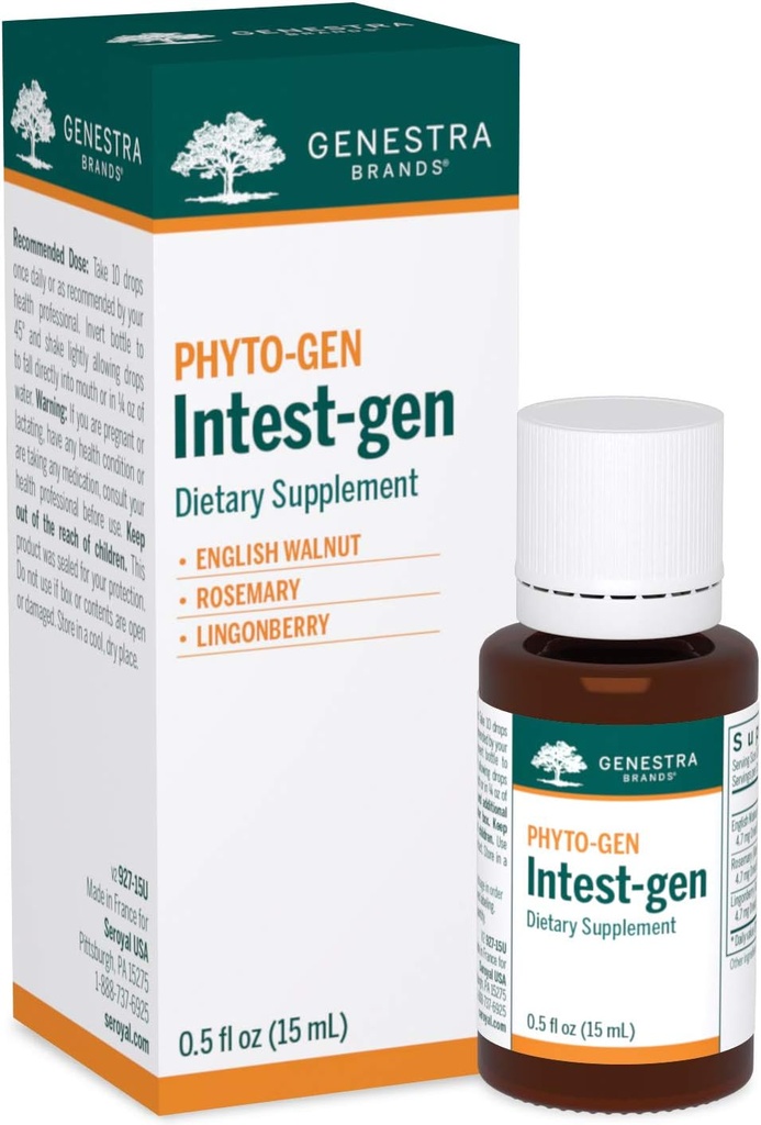 Genestra Brands Intest-gen | English Walnut, Rosemary, and Lingonberry Herbal Supplement | 0.5 fl. oz.