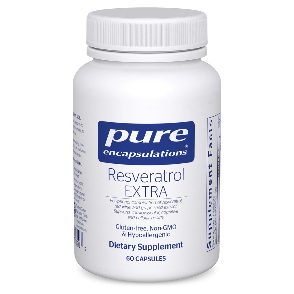 Encapsulations pures Resveratrol EXTRA - 100 mg Trans-Resveratrol - Pour une fonction cellulaire et cardiovasculaire saine* - Supplément antioxydants - Sans OGM et sans gluten - 60 capsules