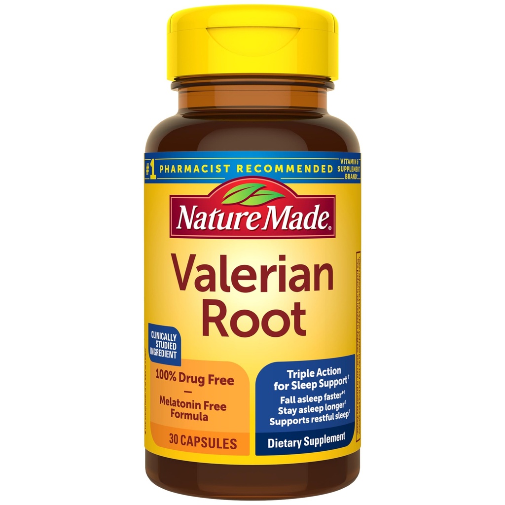 Nature faite racine valériane pour le soutien du sommeil, Melatonine aide au sommeil gratuite pour les adultes, 30 capsules de racine valériane, 30 jours d'approvisionnement