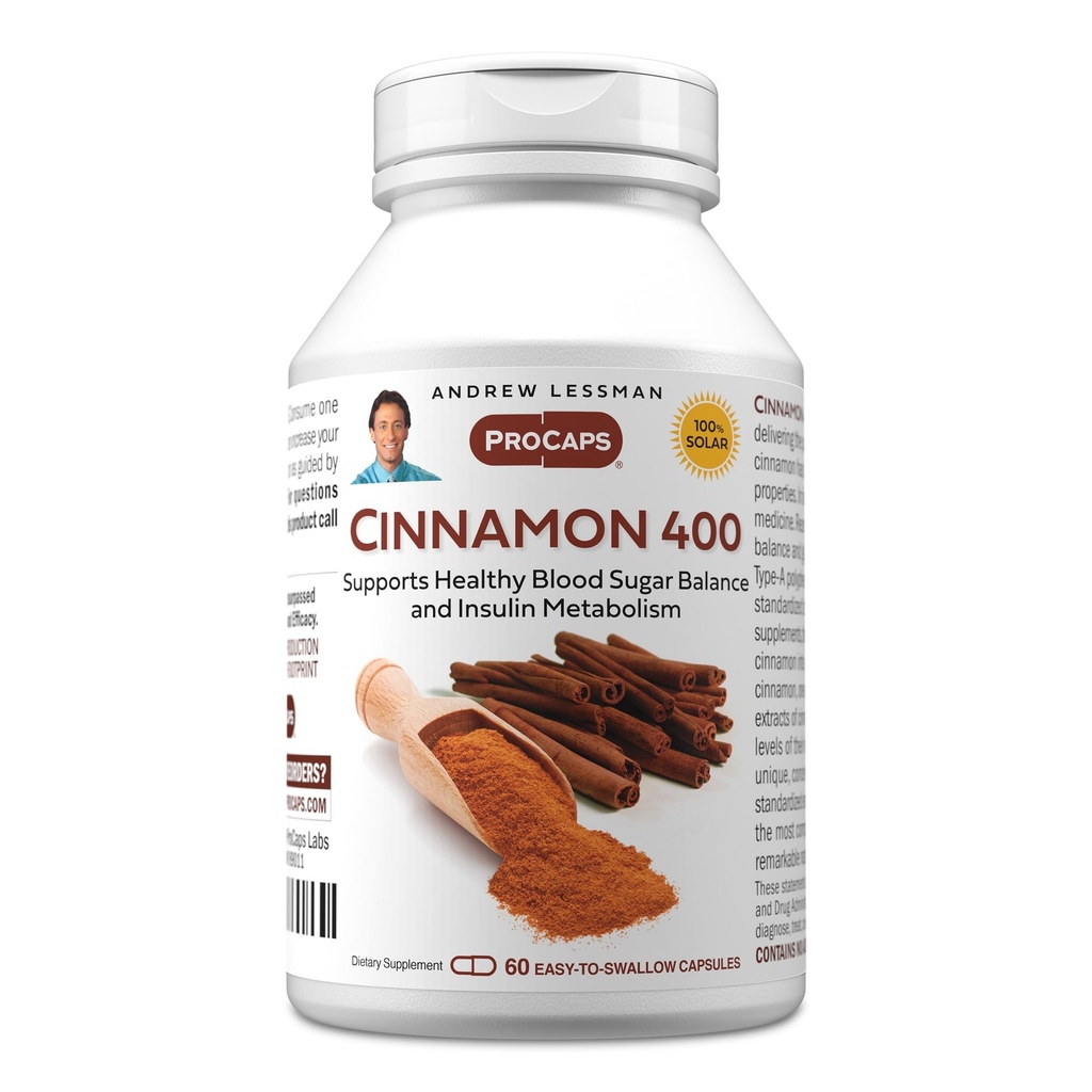 ANDREW MOINSMAN Cannelle 400mg - 60 Capsules - Haute puissance, extrait normalisé. Pas d'additifs. Petites capsules faciles à avaler