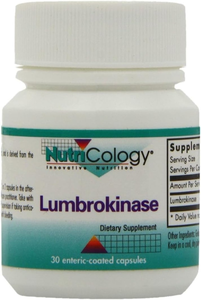 Nutricologie Lumbrokinase Supplément - Système circulatoire Support, supporte la circulation sanguine Déjà dans la gamme normale - 30 Capsules végétariennes à libération différée