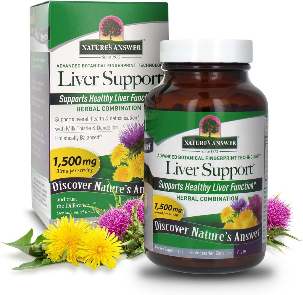 Nature's Answer Liver Support | Herbal Combination with Milk Thistle & Dandelion | Dietary Supplements | Promotes Healthy Liver Function | Kosher Certified, Vegetarian and Vegan 90 Capsules