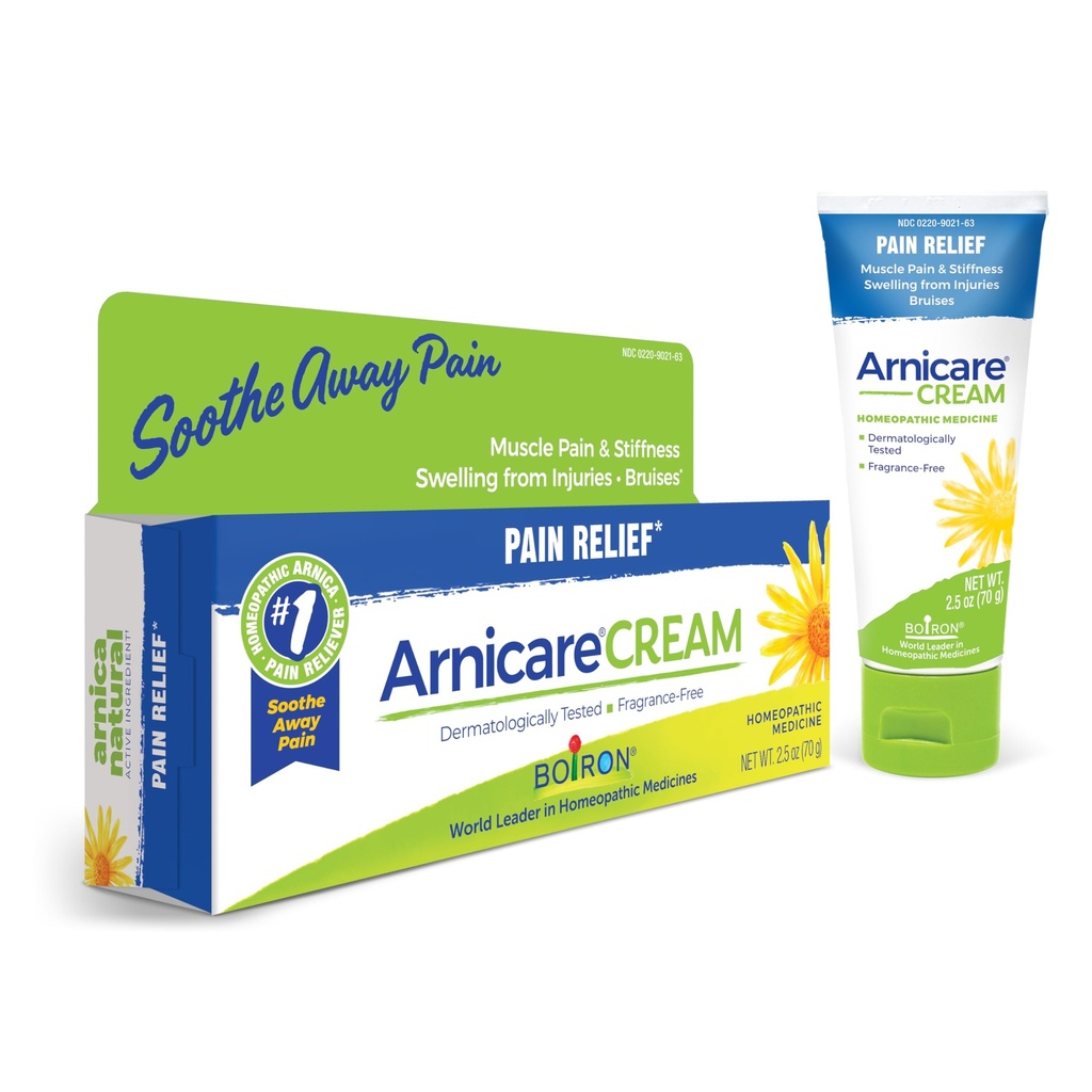 Crème d'Arnicare Boiron pour douleurs articulaires, douleurs musculaires, gonflements, douleurs, étourdissements et contusions - Absorbation rapide et sans parfum - 2,5 oz