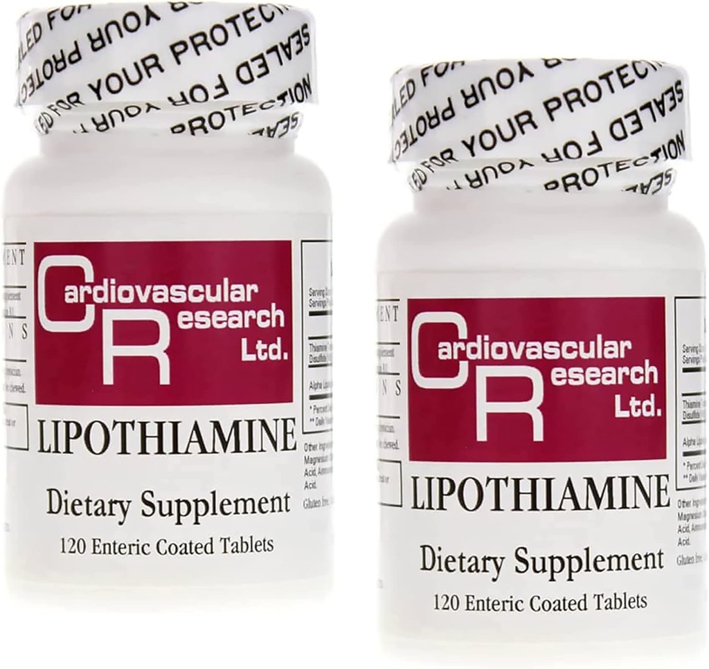 Recherche cardiovasculaire Lipothiamine B1 Supplément 240 Comprimés - Vitamine B1 maintenant avec acide lipoïque alpha - 2 X 120 Compte