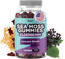 Biolore Sea Moss Gummies with Elderberry - Vegan Gummies for Women, Men and Kids with Bladderwrack & Burdock Root - 60pcs