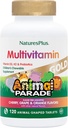 NaturesPlus Parade animale Or Multivitamine pour enfants - Cerise, orange et arômes de raisin assortis - 120 comprimés à croquer en forme d'animal, boîte de 3 - Vegan, sans gluten - 180 portions totales