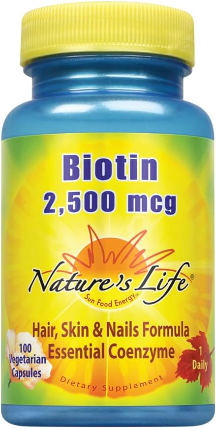 Nature's Life Biotin 2500mcg | Healthy Hair, Skin, Nail & Metabolism Support | Non-GMO | 100 Vegetable Capsules