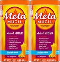 Métamucil, supplément quotidien en poudre de psyllium musc, poudre sans sucre, fibre de 4-en-1 pour la santé digestive, boisson aromatisée orange, 114 cuillères à café, 1,4 livre (paquet de 2)