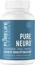 PureLife Organics Pure Neuro - Supplément pour éliminer le brouillard cérébral, le soutien de la mémoire et l'amélioration de la concentration - 30 jours d'approvisionnement - 60 capsules végétaliennes et sans gluten - Doctor Formulé pour le soutien de la santé cérébrale