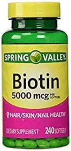 Spring Valley - Biotin 5000 mcg, 240 Softgels by Spring Valley
