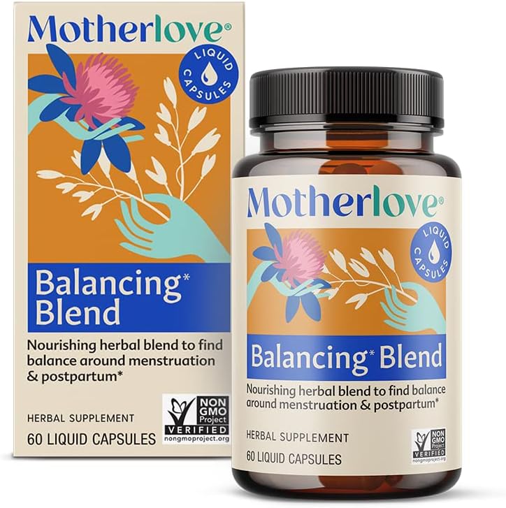 Motherlove Balancing Blend (60 capsules liquides) Supplément à base de plantes pour la période et la santé hormonale postpartum — non-OGM, herbes biologiques, végétalien, casher