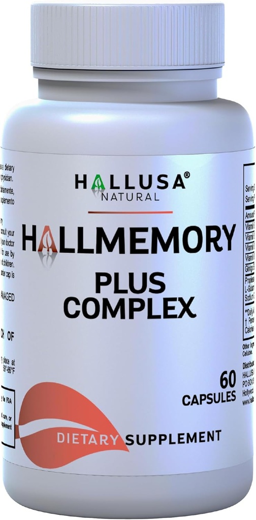Hallusa Natural Cerveau Health Supplement – Ginkgo Biloba, B Vitamines & Choline – Soutien Mémoire & Focus – Clarté mentale et énergie – Booster du cerveau pour les hommes et les femmes – 60 Capsules