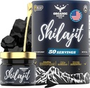 Himalayan Organic Shilajit (50 portions) Booster d'énergie naturelle et d'immunité pour les hommes et les femmes avec 80+ Trace Minerals essentiels et 75%+ Acid Fulvic (100% Pure) avec rapport de test de laboratoire