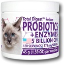 Total DigestTM Feline Probiotiques et enzymes, Système digestif tout naturel Formule de supplément alimentaire pour les chats (120 portions)