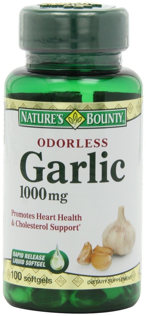 Extrait d'ail naturel 1000 mg, 100 softgels à libération rapide (paquet de 6)