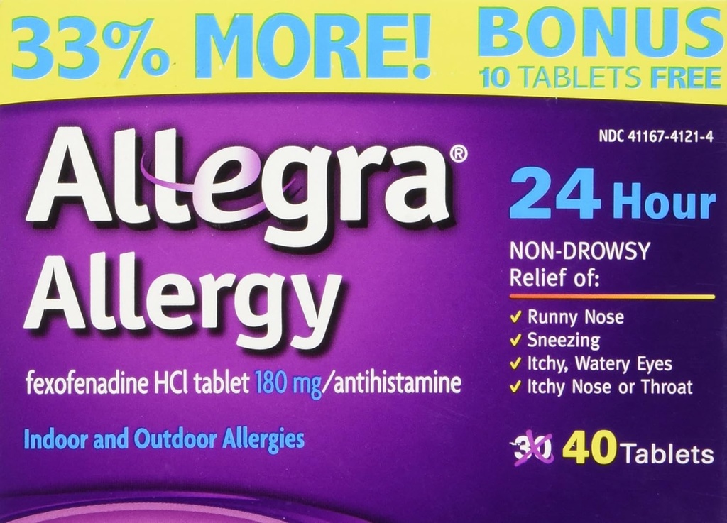 Allegra Allergie 40 Comprimés (Bonus Pack - 33% Plus) Protection 24 heures - non somnolent