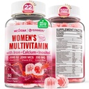 Multivitamine méthylée pour les femmes Gummées, Calcium, D3 K2, Méthylfolate et B12, Inositol, Vitamine quotidienne A, C, E, B Complexe, Biotine, Fer - Énergie, Immune, Os, Peau, Cheveux - Vegan, Sans sucre, 60 Compte