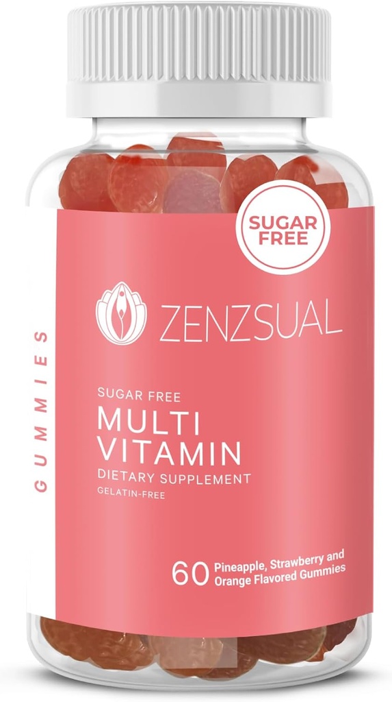 Gommies multivitamines ZENZSUL – Supplément alimentaire pour adultes avec vitamine C, biotine, zinc - Dégusté, sans sucre, sans gélatine Gommies de soutien pour le bien-être quotidien (60 Gommies aromatisées)