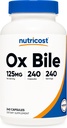 Nutricost Ox Bile Capsules 125mg, 240 Capsules - Non-OGM