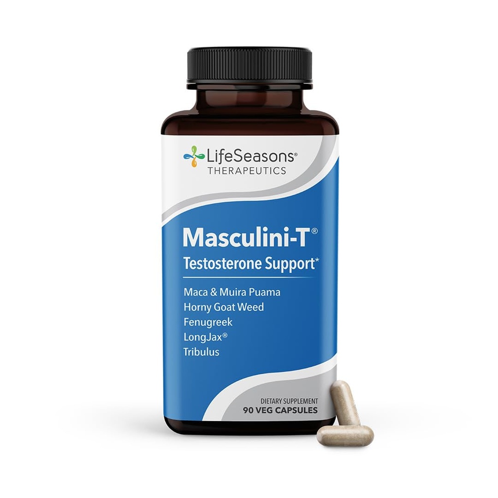 LifeSeasons Masculini-T - Supplément de soutien à la testostérone - améliore les aspects mentaux et physiques de la performance sexuelle et athlétique - soutient la fonction érectile normale - améliore la libido - 90 capsules