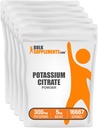 BulkSupplements.com Citrate de potassium en poudre - pour le support d'hydratation, supplément minéral, potassium 99mg - sans gluten, 300mg par portion, 1kg (2,2 lbs) (paquet de 5)