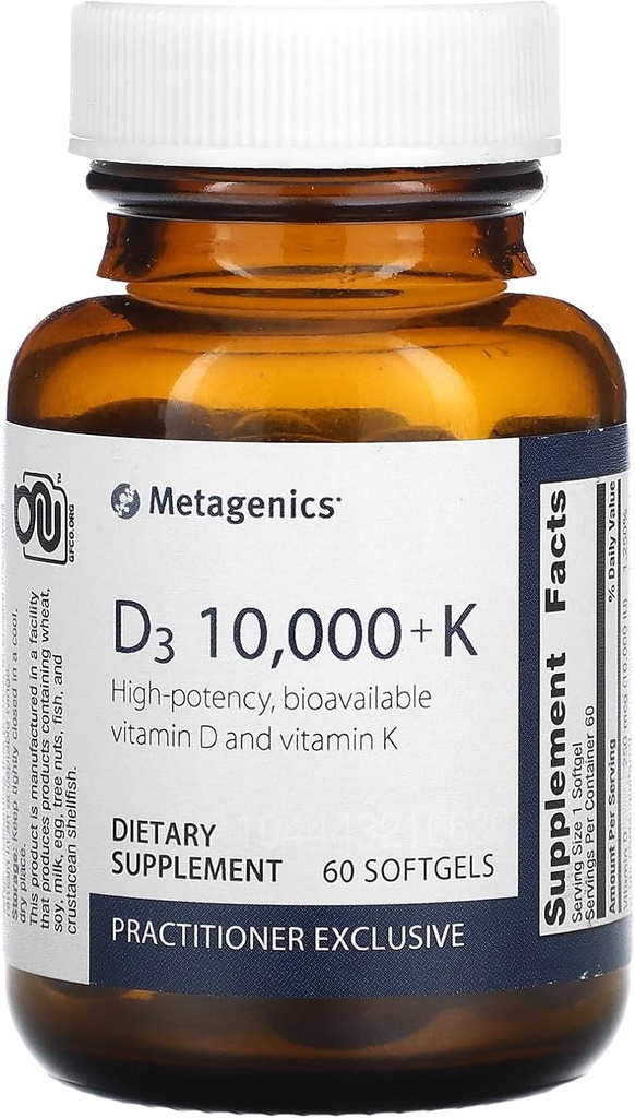 Metagenics D3 10,000 with K2 Soft Gels, 60 Count