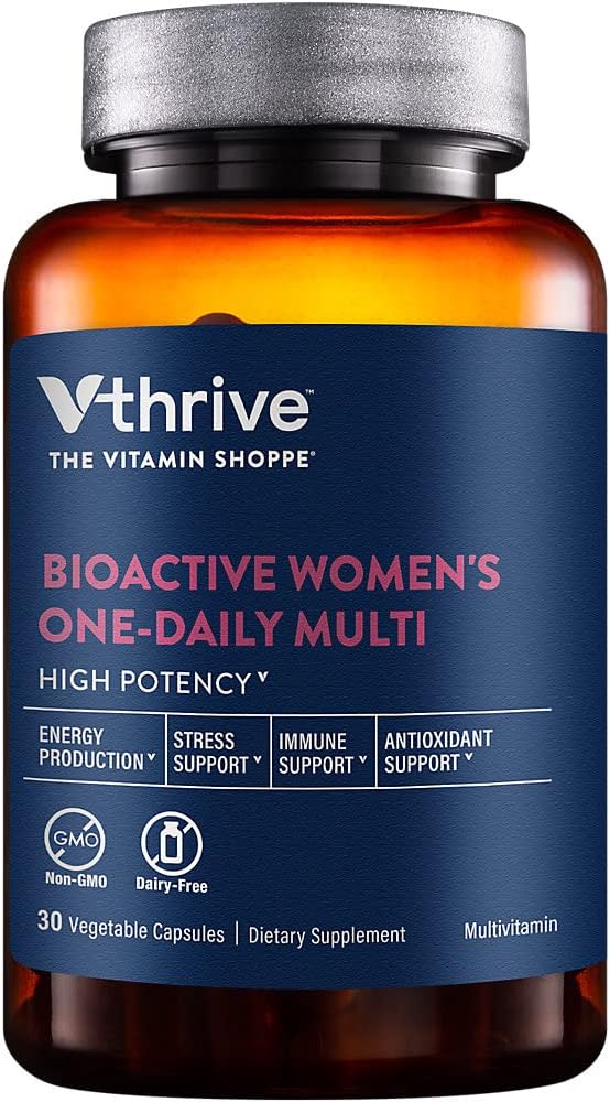 Multivitamine bioactive Vthrive une fois par jour pour les femmes Formule avancée pour soutenir le vieillissement en santé, la gestion du stress et la vitalité globale avec des nutriments essentiels (30 capsules végétariennes)