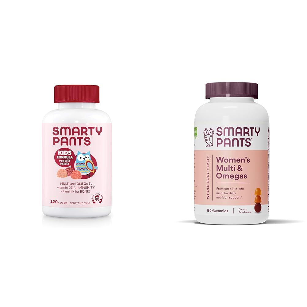 SmartyPants Enfants Gommies multivitamines et Gommies multivitamines pour femmes : Huile de poisson Oméga 3 (EPA/DHA), Méthylfolate