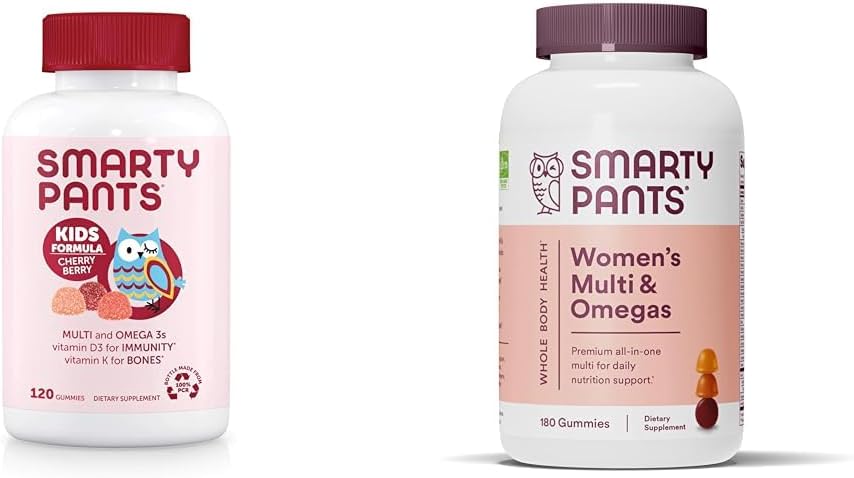 SmartyPants Kids Multivitamin Gummies & Women's Multivitamin Gummies: Omega 3 Fish Oil (EPA/DHA), Methylfolate
