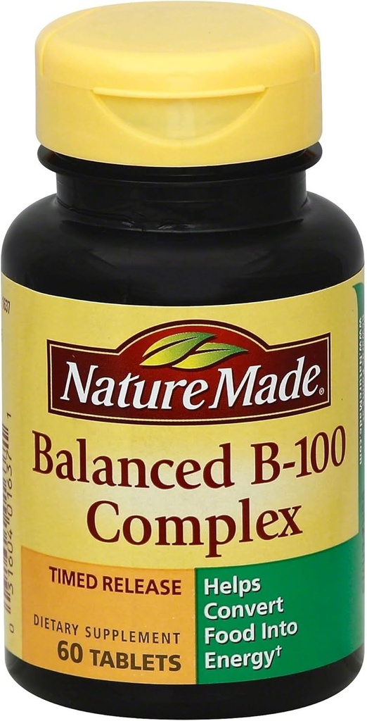 Comprimés complexes de vitamine B-100 équilibrés de nature 60 ea (paquet de 5)