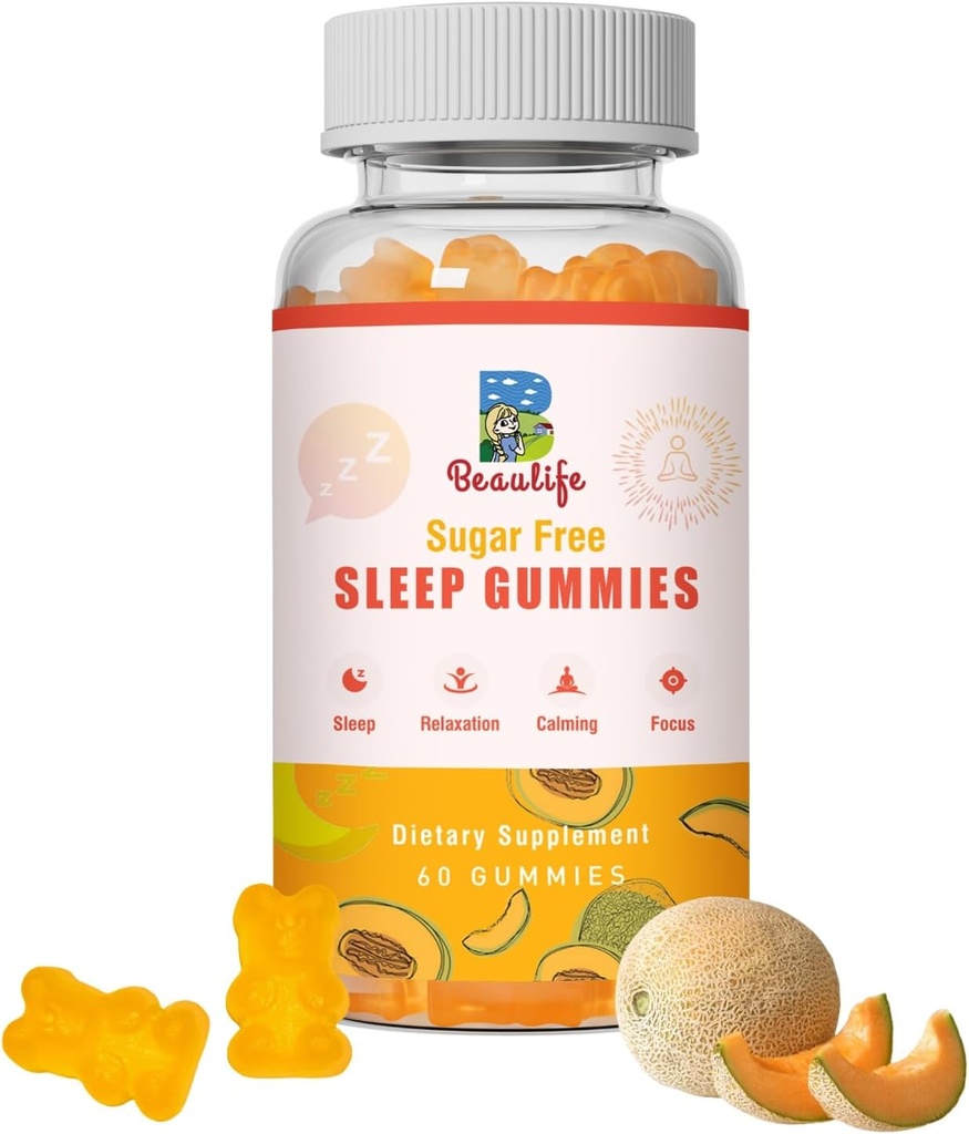 5 mg Melatonin Gummies, Sleep Support for Adults, Melatonin Supplements for Sleeping, 60 Cantaloupe-Flavored Gummies