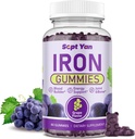 Gummies de fer pour les femmes et les hommes, Gummies de fer avec folate, vitamine B12, Zinc & D3 pour la construction de sang, l'énergie boost, le soutien immunitaire et la santé des os, l'absorption douce, Vegan,Grape Favoris 60ct