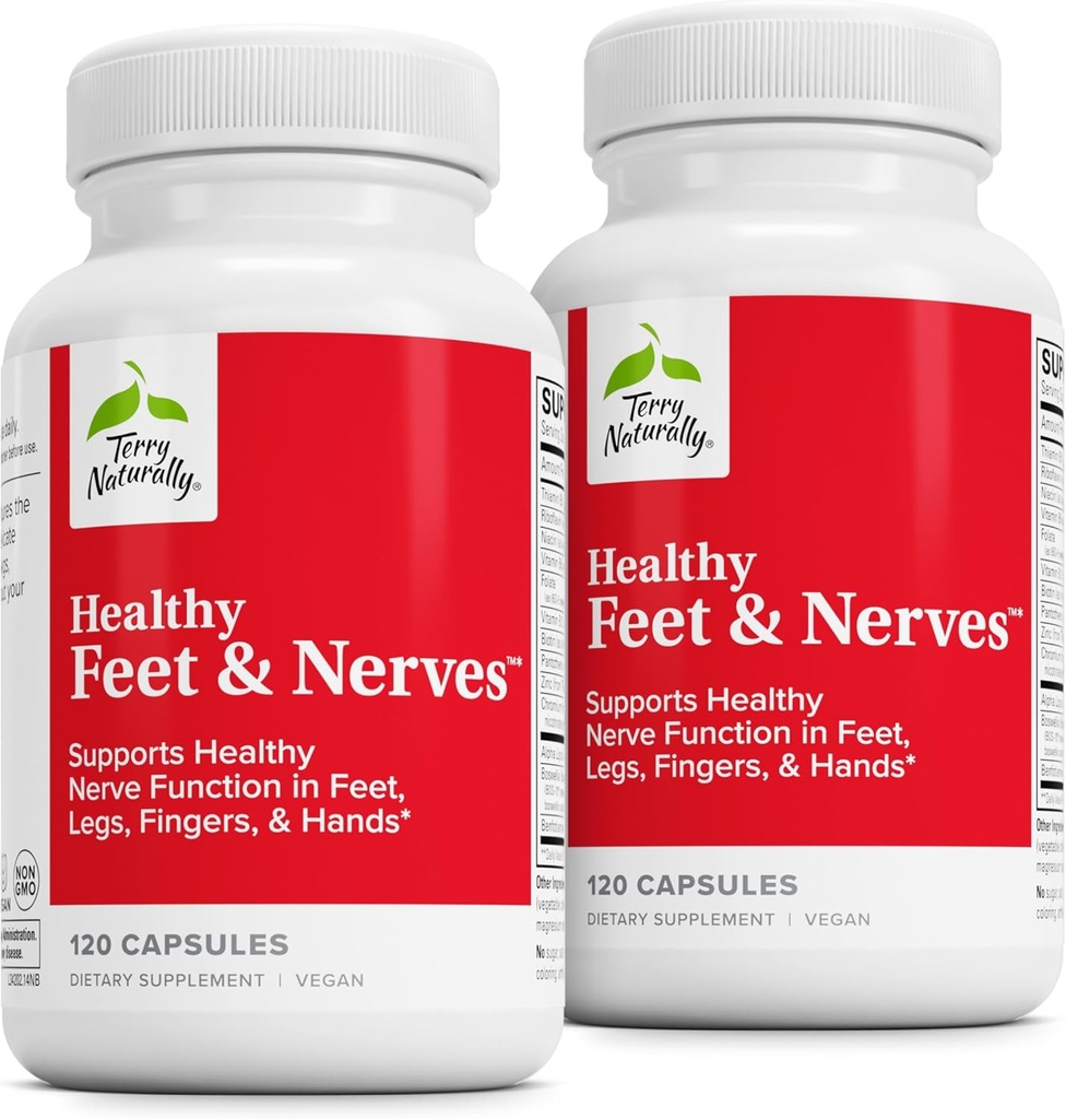 Terry naturellement les pieds et les nerfs en bonne santé - Supplément à base de plantes avec la vitamine bioactive B12 - Supplément de soutien de la santé circulant et nerf - Capsules végétaliennes avec Boswellia Serrata - 120 Capsules (paquet de 2)