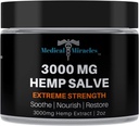 Miracles médicaux Hemp 3000 Mg Hempe d'extrême résistance Salve : Idéal pour les HIPS, les articulations, le cou, le dos, les elbows, les doigts, les mains et les genoux fabriqués aux États-Unis