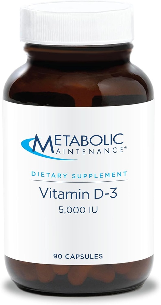 Maintenance métabolique Vitamine D3 5000 UI - Absorption supérieure Vitamine pure D3 et Vitamine C - Os extra-résistant, Immune, Mood + Supplément de soutien cardiovasculaire, Pas de remplissage (90 Capsules Softgel)